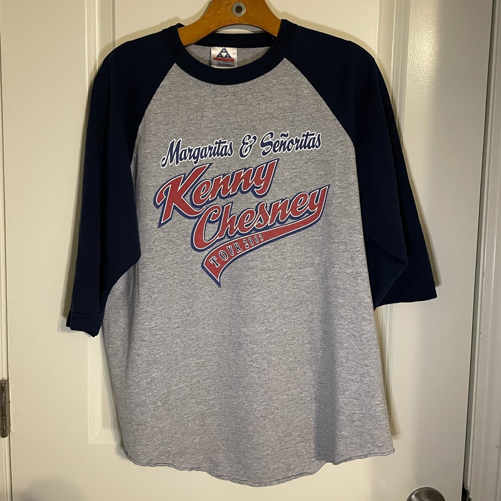 2003 Kenny Chesney Baseball Tee - Grey & Navy - L